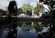 A man cycles past a construction site where locally transmitted Zika cases were first discovered in Singapore August 31, 2016. REUTERS/Edgar Su/File Photo