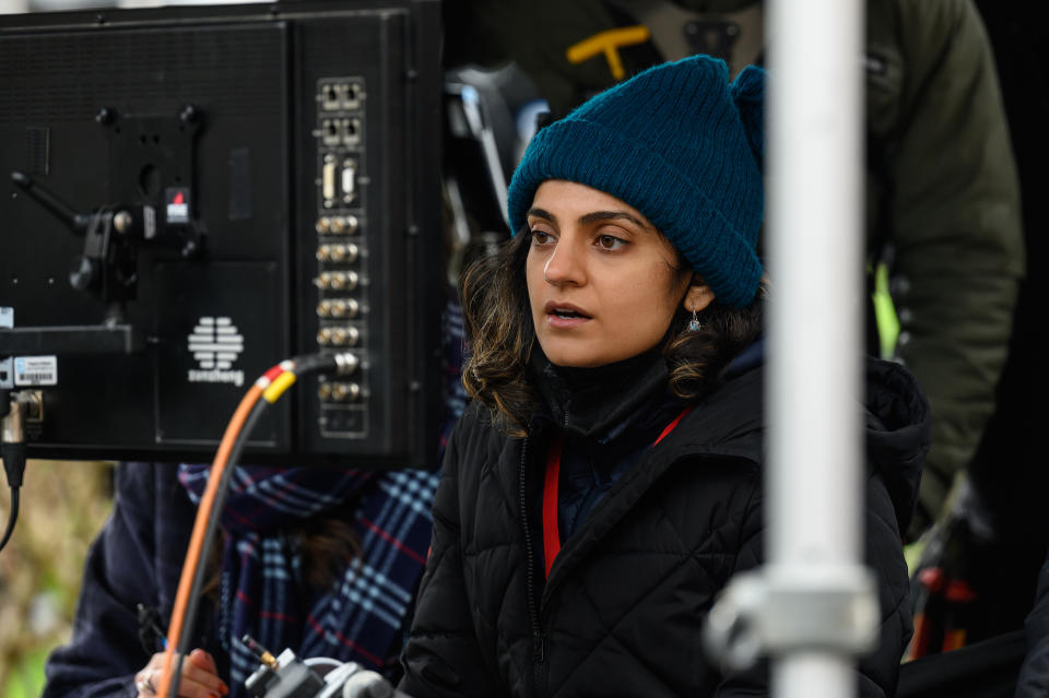 Director Nida Manzoor on the set of “Polite Society” - Credit: Parisa Taghizadeh/Focus Features