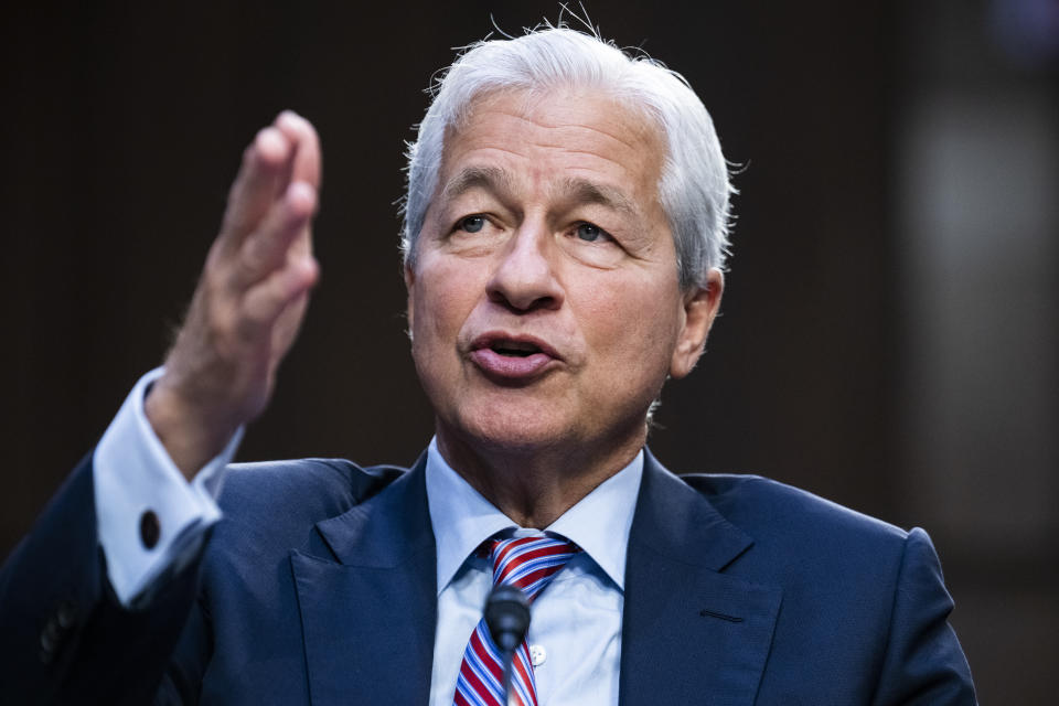 UNITED STATES - SEPTEMBER 22: Jamie Dimon, CEO of JPMorgan Chase, testifies during a Senate Banking, Housing and Urban Affairs Committee hearing on Annual Oversight of the Nation's Largest Banks on September 22, 2022, at the Hart Building.  (Getty Images by Tom Williams/CQ-Roll Call, Inc.)