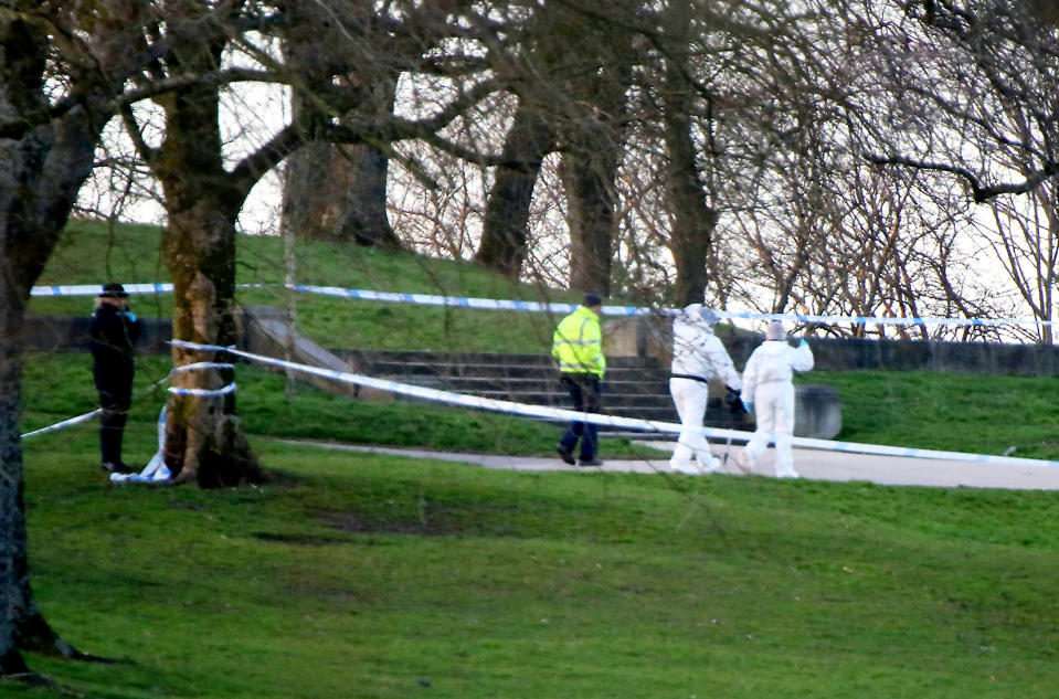 Police investigate the aftermath of the attack on Emily Jones. (Phil Taylor/SWNS)