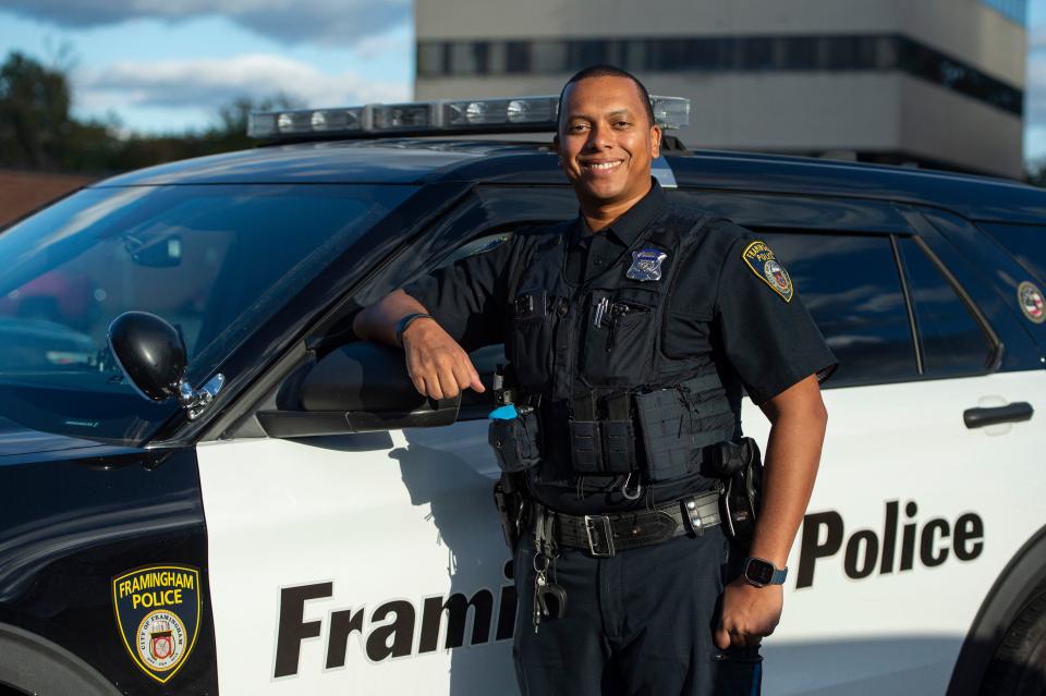 Framingham Police Officer Alfonso Manzueta was just named the Massachusetts Latino Police Officer Association's Officer of the Year, Oct. 13, 2023.