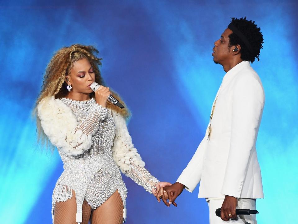 Beyonce and Jay-Z perform onstage during the "On The Run II" Tour - New Jersey at MetLife Stadium on August 2, 2018 in East Rutherford, New Jersey.