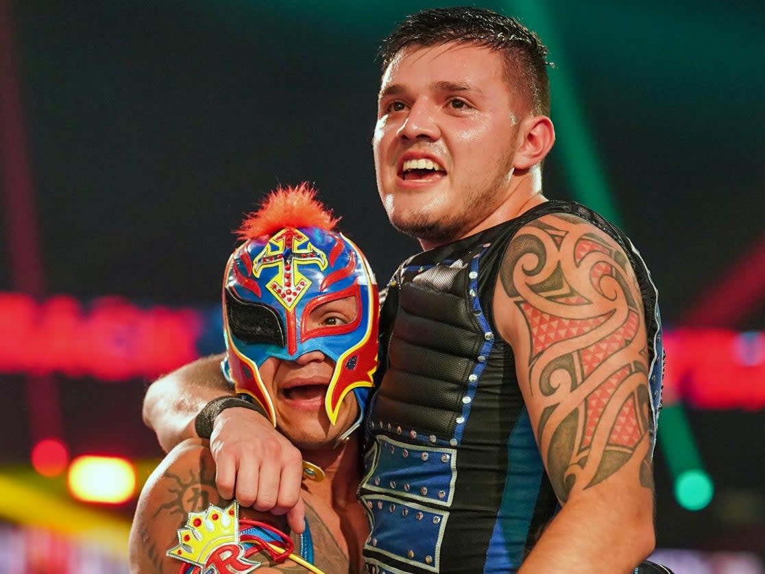 WWE icon Rey Mysterio (left) with son Dominik (WWE)