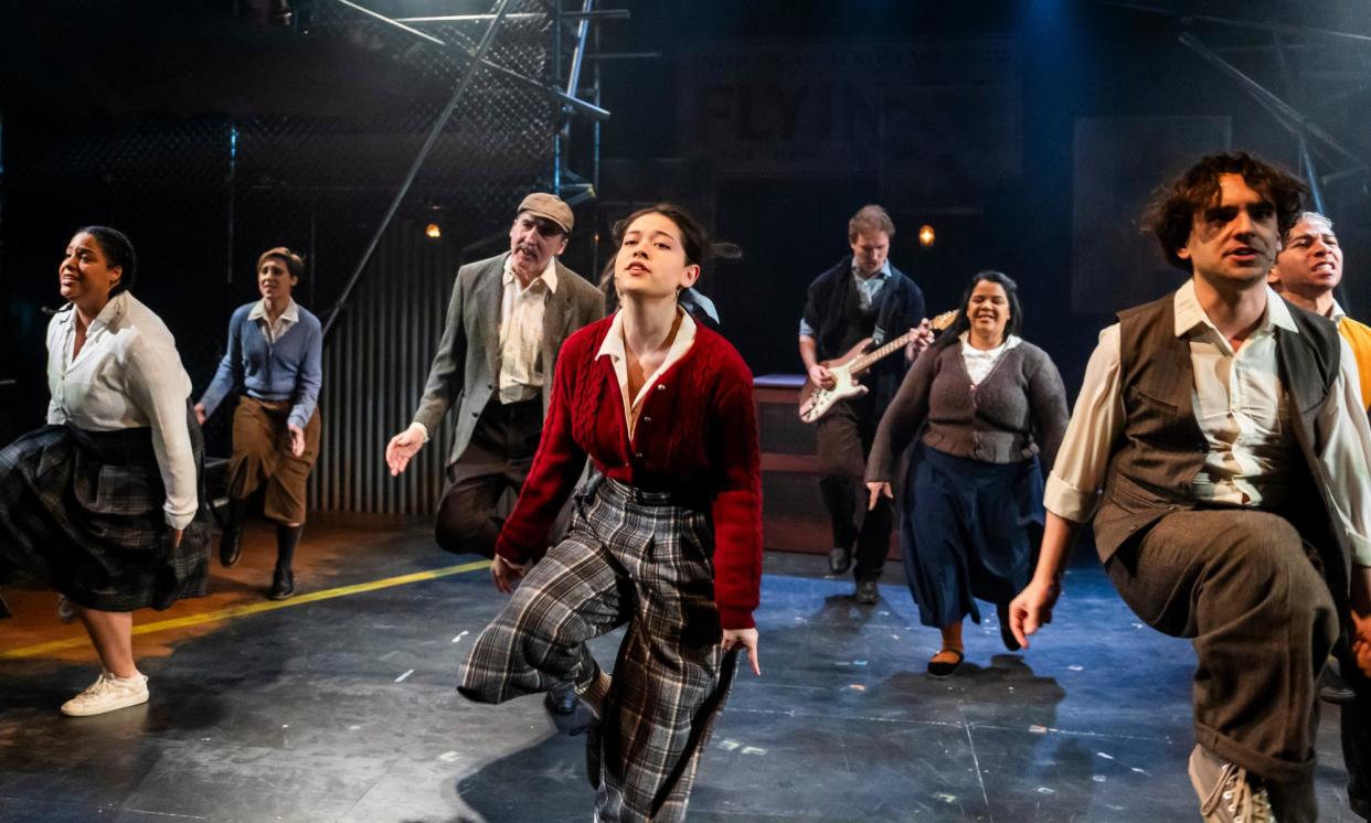 <span>Soaring … Sha Dessi, centre, as Mairead in Cable Street at Southwark Playhouse.</span><span>Photograph: Tristram Kenton/The Guardian</span>