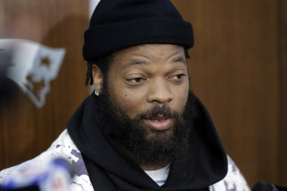 Michael Bennett spoke to his teammates in the locker room after the Cowboys' Thanksgiving loss. (AP Photo/Steven Senne)