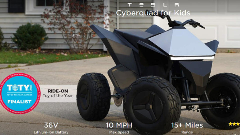 Cyber quad for Kids在市場上賣得很好，入圍年度玩具像是錦上添花，許多小孩都敲碗希望能趕緊補貨。（圖片來源/Tesla）