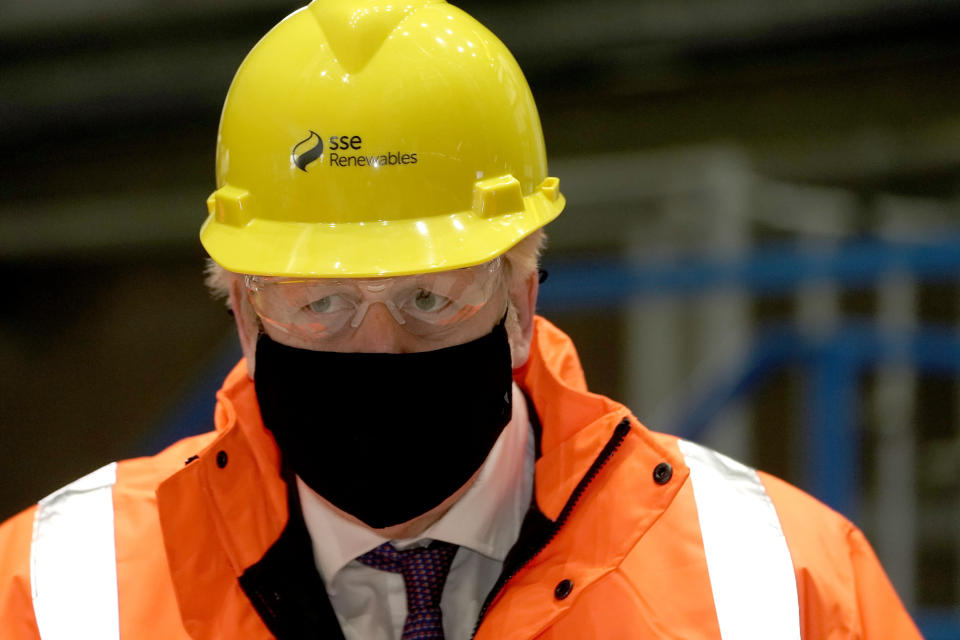 Prime Minister Boris Johnson during a visit to the National Renewable Energy Centre in Blyth, Northumberland.