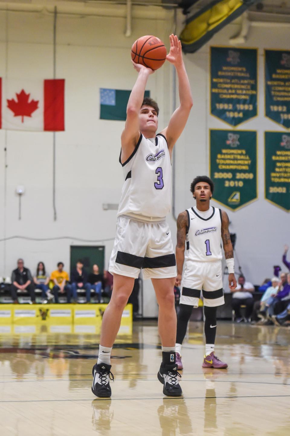 UVM's TJ Hurley makes his foul shots during the Catamounts' 81-70 win over the Binghamton Bearcats in America East action last season at Patrick Gym.