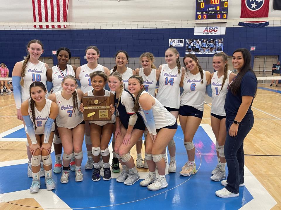 Oakland's volleyball team captured the District 8-AAA tournament championship Saturday.