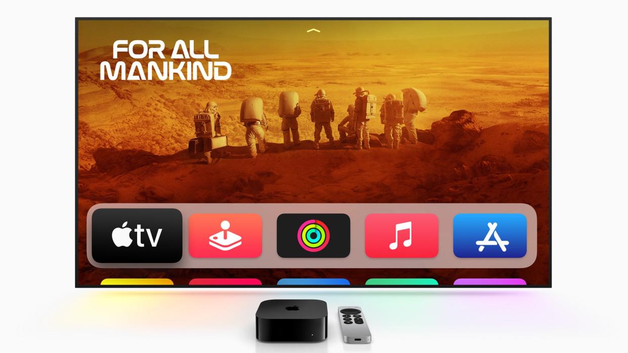  Apple TV 4K with TV showing Apple TV Plus interface 