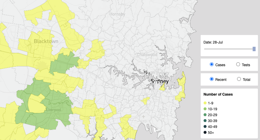 Sydney's coronavirus map shows the virus is spreading. Source: NSW Health