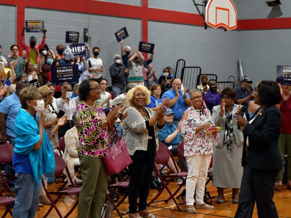 Rep. Val Demings, a Democrat of Florida, rallied over 200 supporters in Pensacola on Saturday, April 30.