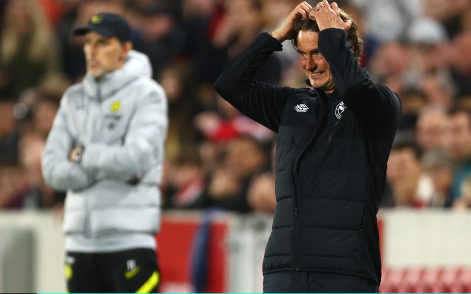 Thomas Frank, Manager of Brentford reacts during the Premier League match between Brentford and Chelsea at Brentford  - Getty Images