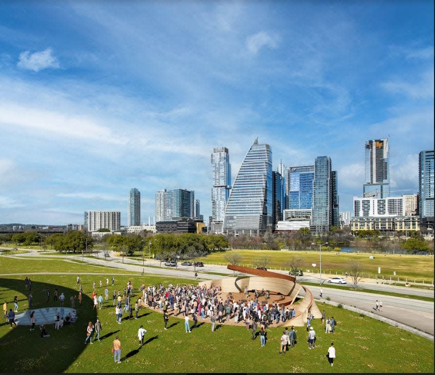 The new 3D-printed amphitheater will be a permanent addition to the Long Center and offer more outdoor venue space for the organization.