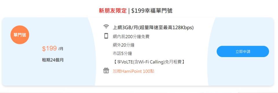 中華電信除了99元方案外，也祭出199元優惠。（圖／翻攝自中華電信官網）