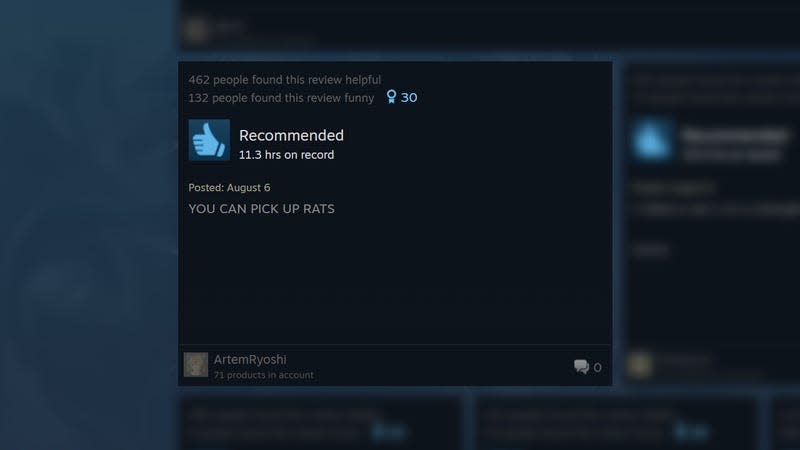 A positive review says: "YOU CAN PICK UP RATS."