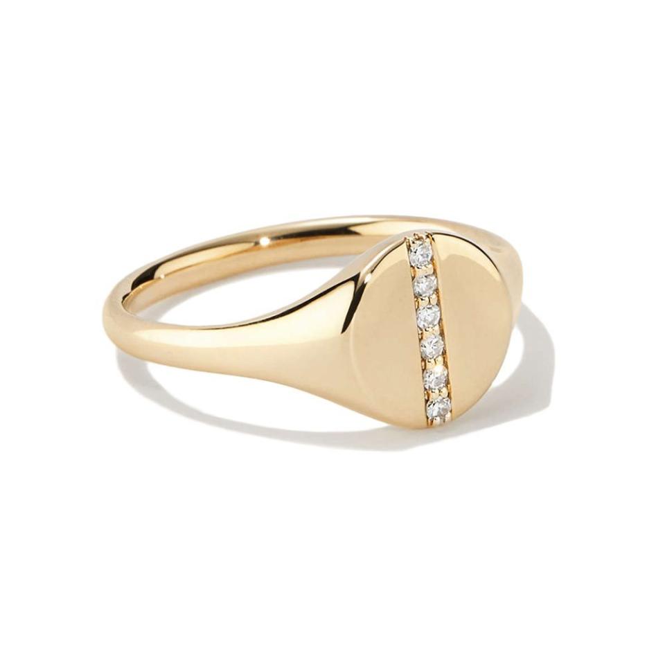 Pavé Diamond Line Signet Pinky Ring