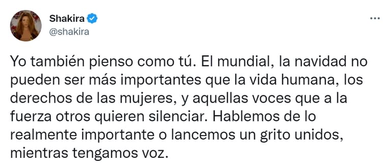 Shakira se sumó a los reclamos por la liberación de Amir Nasr-Azadani