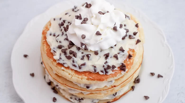 Cannoli pancakes with chocolate chips