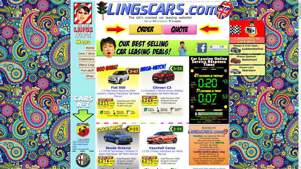  Screenshot of busy webpage full of graphics and different fonts. 