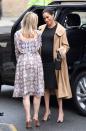 <p>The Duchess of Sussex stayed consistent with her minimalist style when she sported a form-fitting little black maternity dress (LBMD, if you will) under a beige trench. </p>