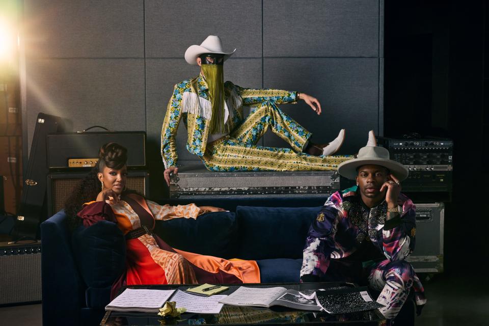 From left: Mickey Guyon, Orville Peck and Jimmy Allen are the talent scouts on Apple's new country music competition series, "My Kind of Country."