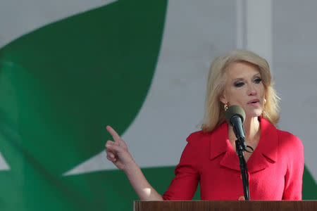 Counselor to the President Kellyanne Conway speaks at the annual March for Life rally in Washington, DC, U.S. January 27, 2017. REUTERS/Yuri Gripas