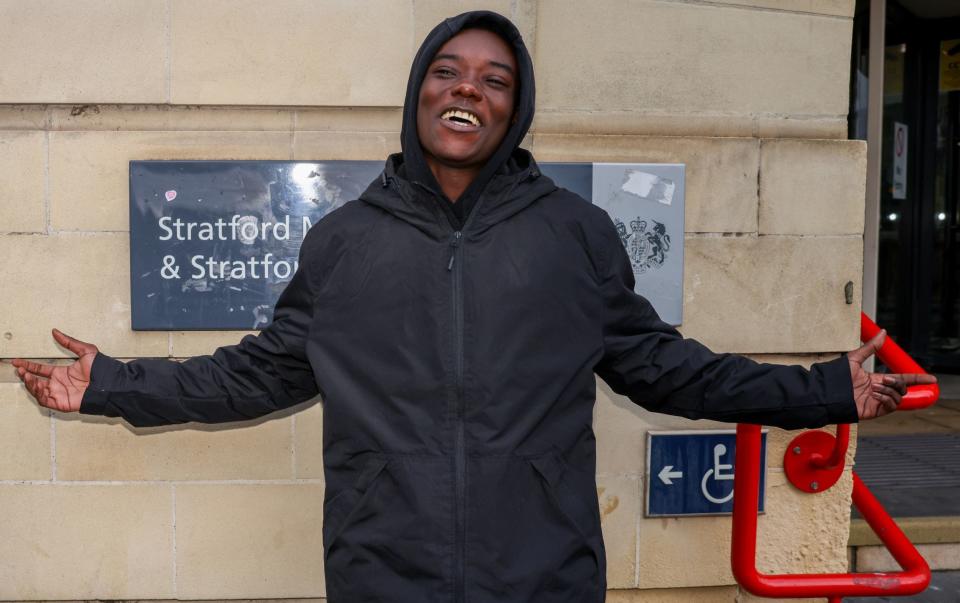 Mizzy, whose real name is Bacari-Bronze O'Garro, outside Stratford Magistrates' Court in east London for sentencing