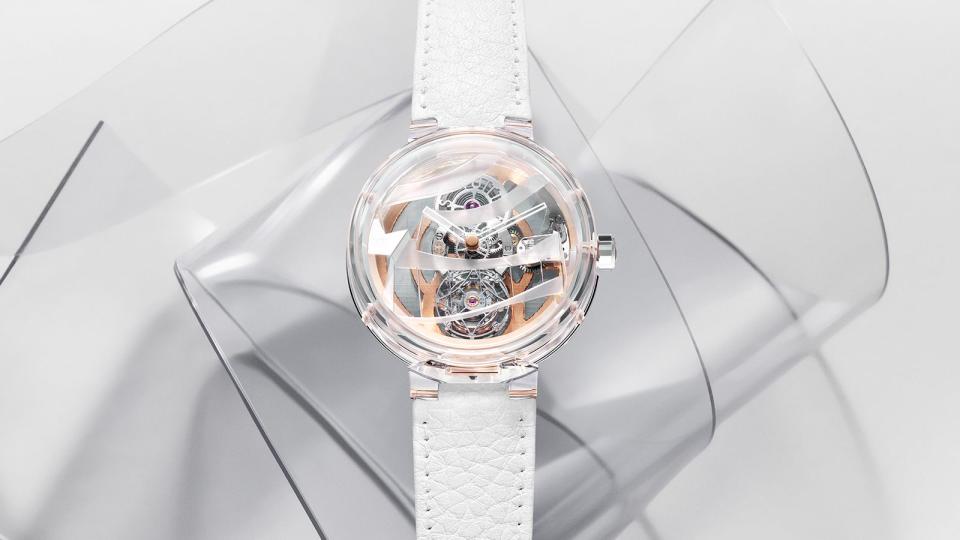 LV Tambour Moon Flying Tourbillon Poinçon de Genève Sapphire Frank Gehry，定價NT$32,600,000。 