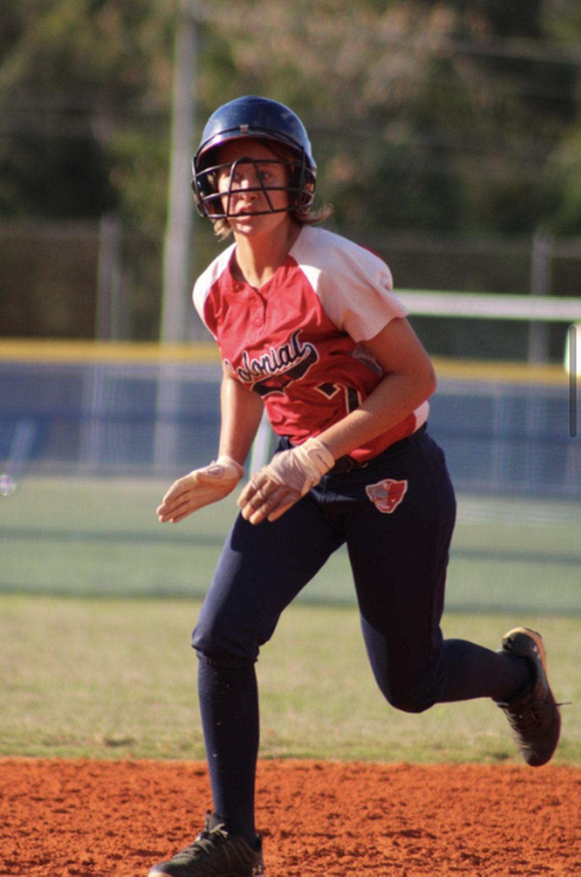 Destiny Polles, a 7th grader on the Colonial Christian softball team.