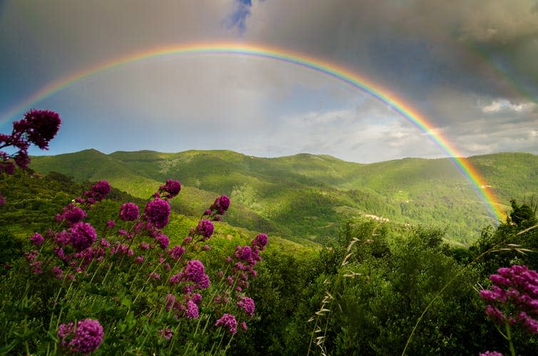 <span class="caption">Rainbow inspiration.</span> <span class="attribution"><a class="link " href="https://www.shutterstock.com/image-photo/rainbow-after-storm-539361220?src=w36Ptl2tGH7cSPzMghBLKQ-1-14" rel="nofollow noopener" target="_blank" data-ylk="slk:Aluca69/Shutterstock.com;elm:context_link;itc:0;sec:content-canvas">Aluca69/Shutterstock.com</a></span>