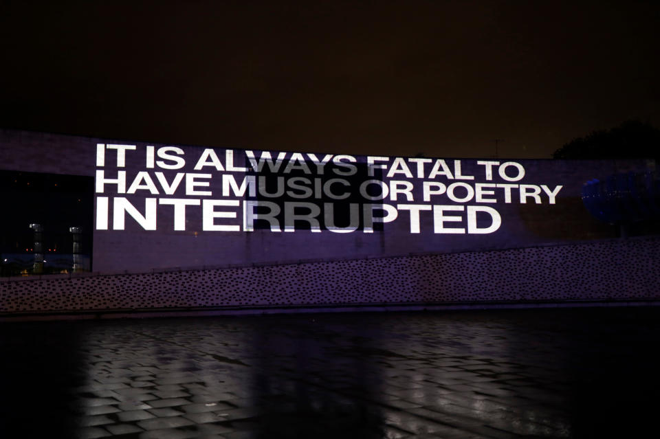 The project sees George Eliot’s words projected onto landmarks (City of Culture/PA)