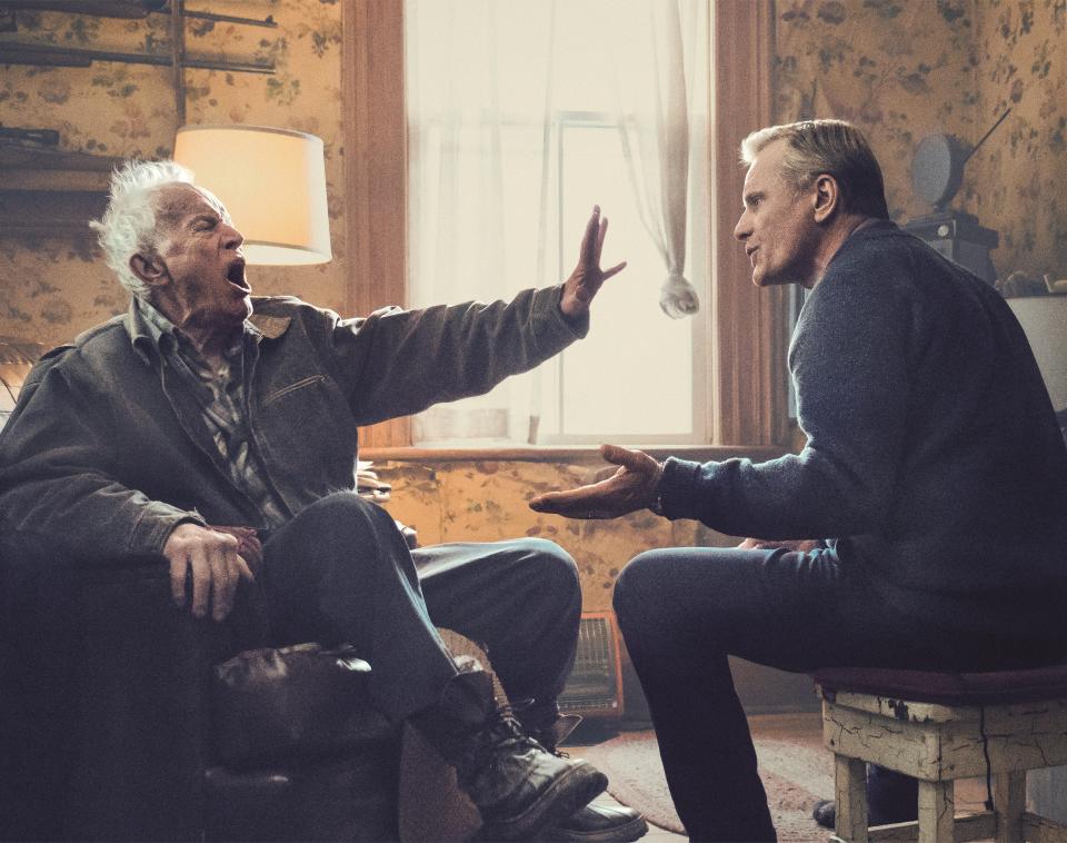 Viggo Mortensen (right) directs and stars as a man dealing with his ailing elderly dad (Lance Henriksen) in the family drama "Falling."
