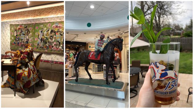 From left to right: 21c Museum Hotel, Louisville Muhammad Ali International Airport, and a backyard mint julep. (Photo: Caroline Bologna/HuffPost)