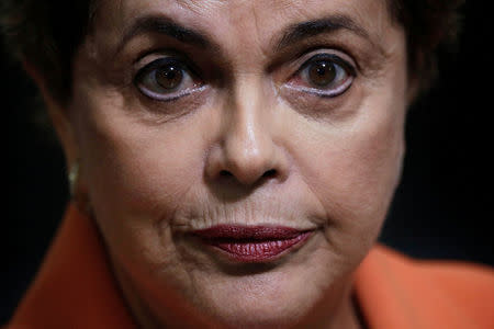 Brazil's President Dilma Rousseff reacts during a launch ceremony of Agricultural and Livestock Plan for 2016/2017, at the Planalto Palace in Brasilia, Brazil May 4, 2016. REUTERS/Ueslei Marcelino