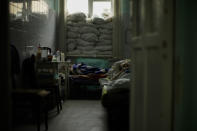 Patients rest at Pokrovsk hospital in Pokrovsk, eastern Ukraine, Sunday, May 22, 2022. (AP Photo/Francisco Seco)