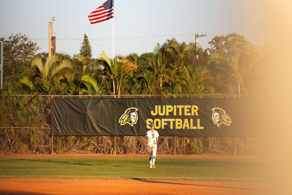 The Palm Beach Gardens softball team competes against Jupiter on Friday, April 5, 2024.