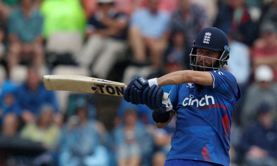 Moeen Ali plays a shot against New Zealand in Southampton