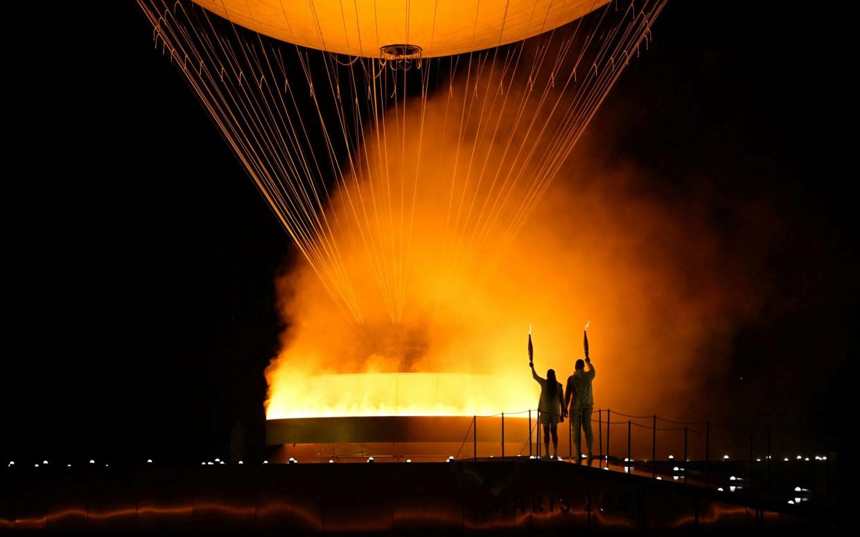 The Olympic flame in the form of a hot-air balloon