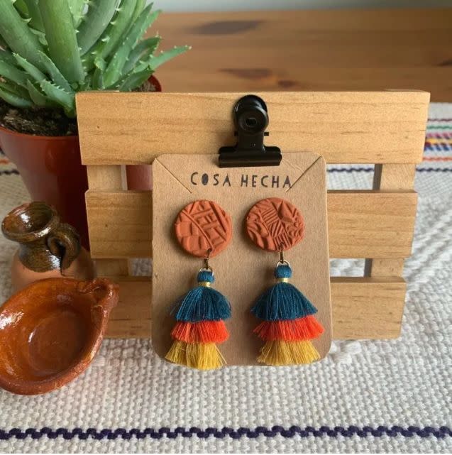 <a href="https://fave.co/3c3IANL" target="_blank" rel="nofollow noopener noreferrer">Cosa Hecha﻿</a> is a Latinx-owned Etsy shop based in Ann Arbor, Michigan, that specializes in handmade clay jewelry inspired by Mexican pottery with a variety of tassel earrings and clay studs. Shop these <a href="https://fave.co/32CdhGL" target="_blank" rel="nofollow noopener noreferrer">Textured Pelucitas Earrings in color for $12</a> at <a href="https://fave.co/3c3IANL" target="_blank" rel="nofollow noopener noreferrer">Cosa Hecha on Etsy.</a>