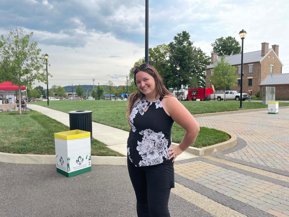 Kathryne Ogrod, founder of The Kitchen Link, surveys the Food Truck Freedom Field Day event held at Mayor Ralph McGill Plaza in Farragut Saturday, Aug. 20, 2022.