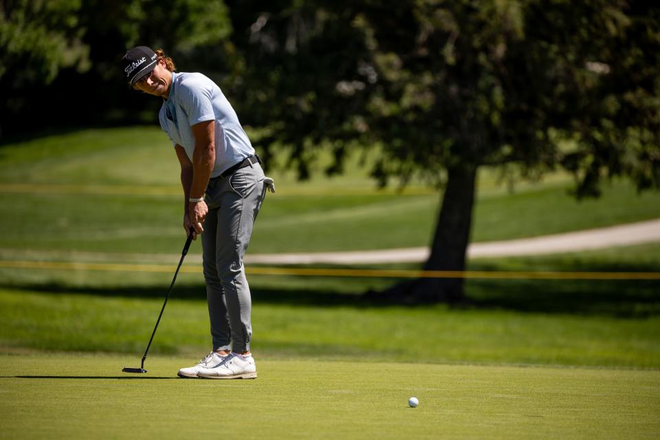 Carson Lundell putts during the Utah Championship, part of the PGA Korn Ferry Tour, at Oakridge Country Club in Farmington on Saturday, Aug. 5, 2023. | Spenser Heaps, Deseret News