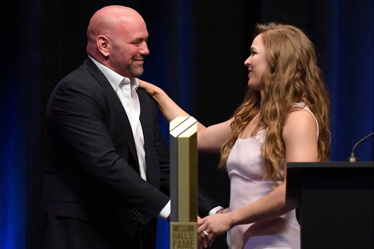 Dana White (left) has ruled out a return to the UFC from Ronda Rousey  (Getty Images)