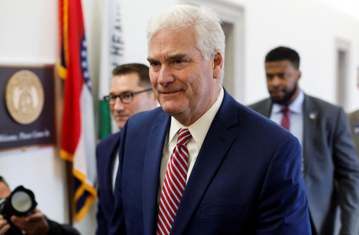 U.S. Representative Tom Emmer (R-MN) arrives for a House Republican conference meeting to choose a nominee in the race for House Speaker at the U.S. Capitol in Washington, U.S., October 24, 2023. REUTERS/Jonathan Ernst