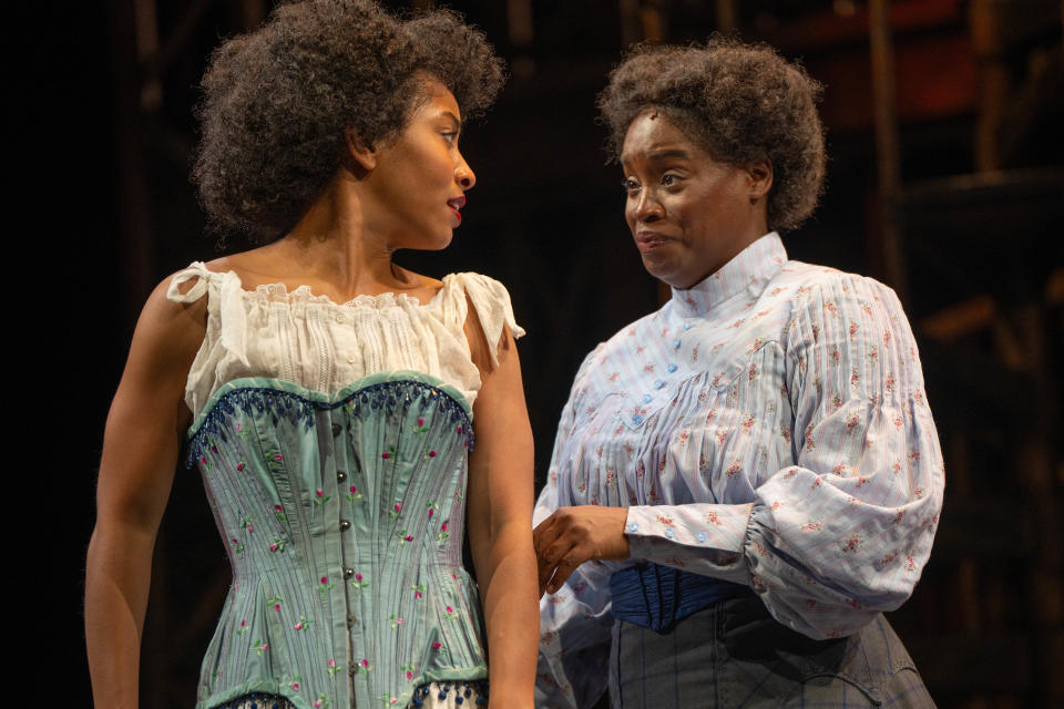 Trezure B. Coles as Mayme and Aneisa J. Hicks as Esther in Lynn Nottage’s “Intimate Apparel” at Asolo Repertory Theatre.