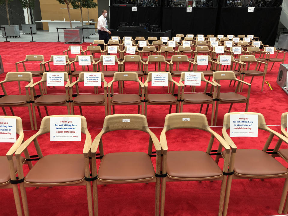 Social distancing in place for the audience of the first presidential debate on the campus of the Cleveland Clinic. (Alexander Seitz-Wald / NBC News)