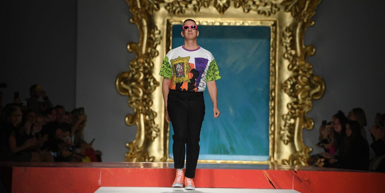 milan, italy september 19 designer jeremy scott walks the runway at the moschino show during the milan fashion week springsummer 2020 on september 19, 2019 in milan, italy photo by daniele venturellidaniele venturelliwireimage