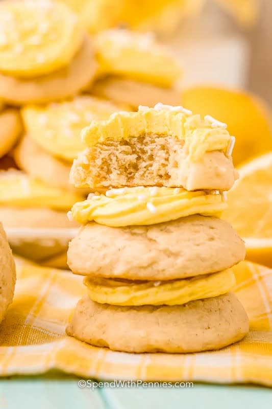 <p>Spend With Pennies</p><p>These yellow lemon cookies shine as bright as the spring sun. Flavor-wise, they have a cakelike texture and a bright, tangy lemon flavor! Snack on them all through the Easter holiday season.</p><p><strong>Get the recipe: <a href="https://www.spendwithpennies.com/soft-lemon-cookies/" rel="nofollow noopener" target="_blank" data-ylk="slk:Soft Lemon Cookies;elm:context_link;itc:0;sec:content-canvas" class="link ">Soft Lemon Cookies</a></strong></p>