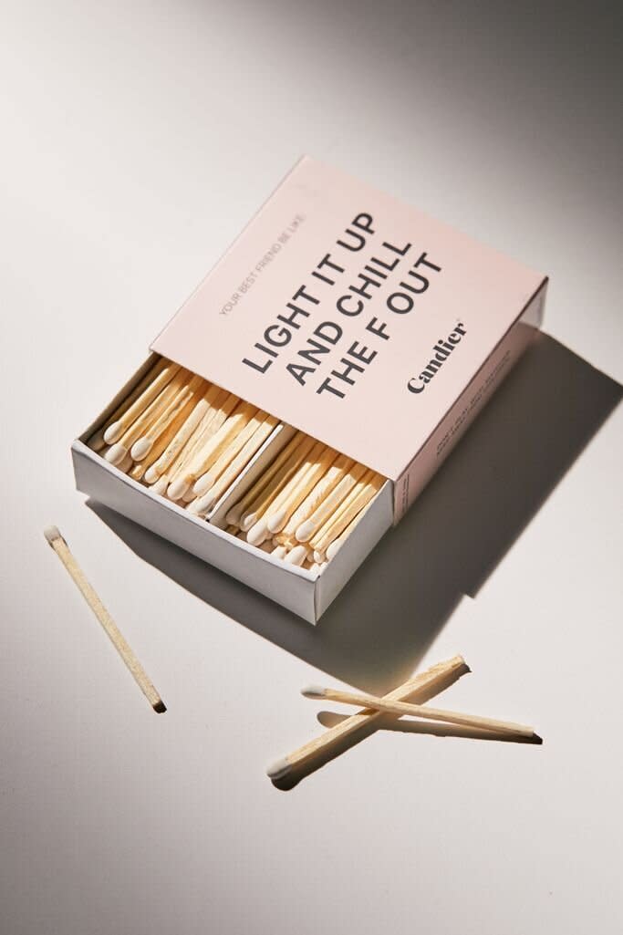 Sometimes, you just need to chill the F out. And this matchbox, which holds 75 matches, is a reminder of just that. <a href="https://fave.co/2H1BpKU" target="_blank" rel="noopener noreferrer">Find it for $6 at Urban Outfitters</a>.