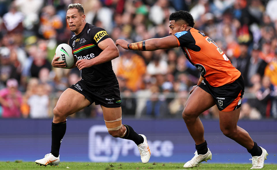 Scott Sorensen, pictured here in action for the Panthers against the Wests Tigers.